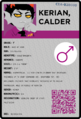 Calder's trollodex card.